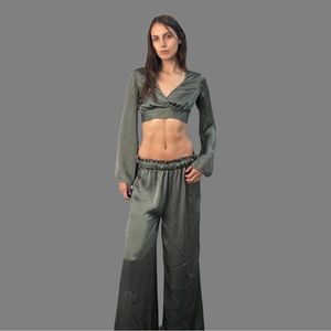 Satin Two Piece Pant Set